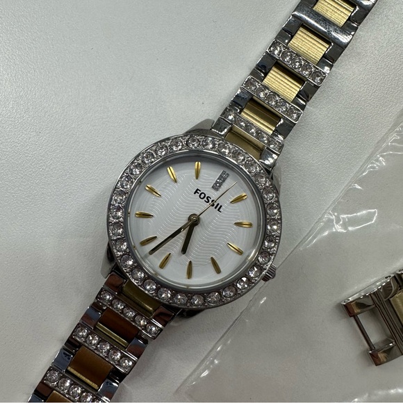 Fossil Crystal White Dial Two-Tone Ladies Watch ES2409 - Picture 3 of 6